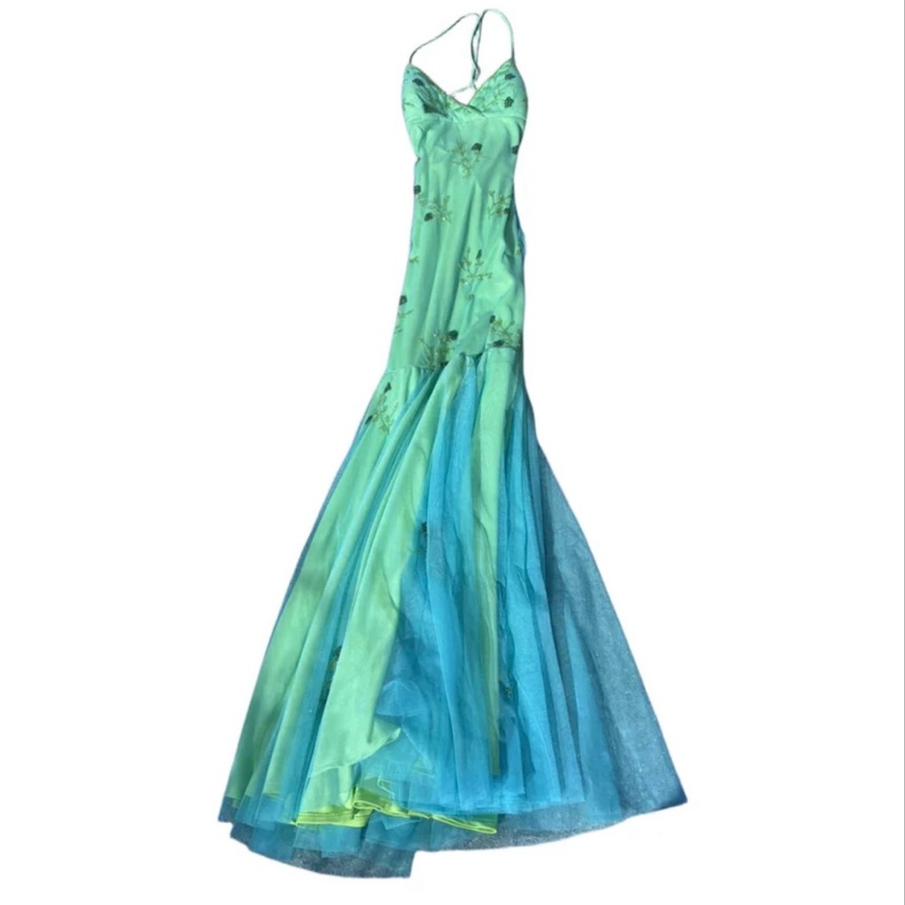 Elegant Green and Blue Gown
